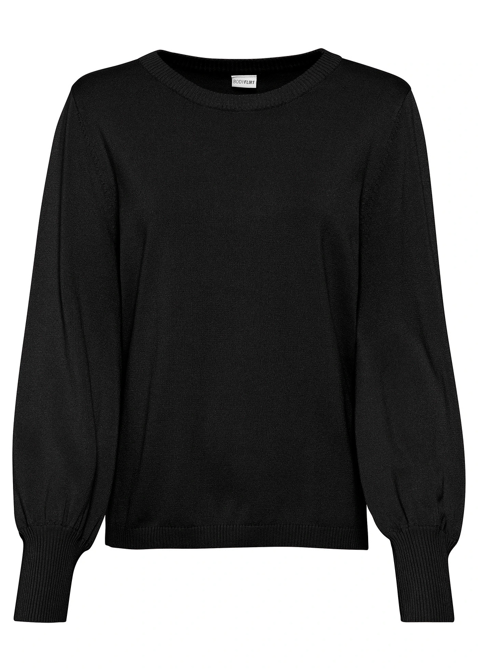 Πουλόβερ με μανίκια balloon-Μαύρο-BODYFLIRT