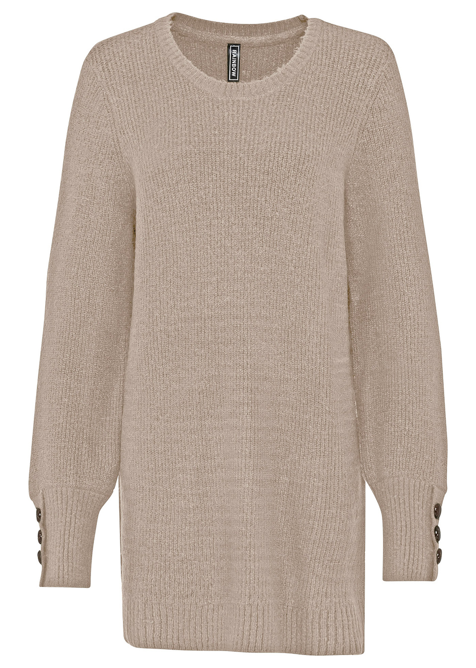 Μακρύ πουλόβερ με κουμπιά-Της άμμου-RAINBOW