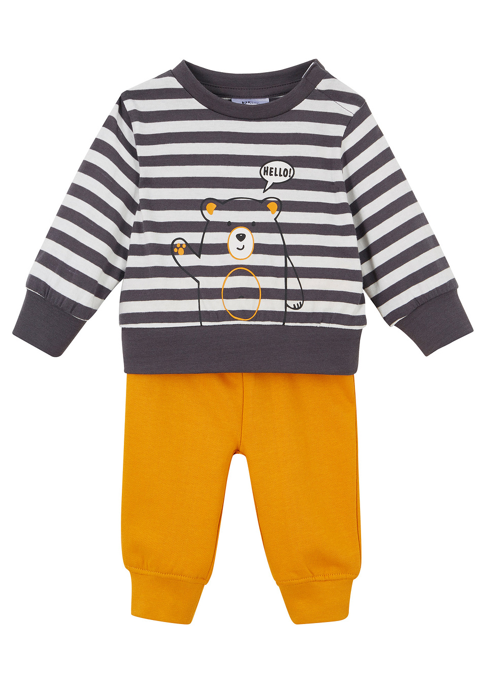 Μπλούζα και παντελόνι φούτερ (σετ 2 τεμ.) από βιολογικό βαμβάκι-Λευκό κρεμ/Μελί-bpc bonprix collection