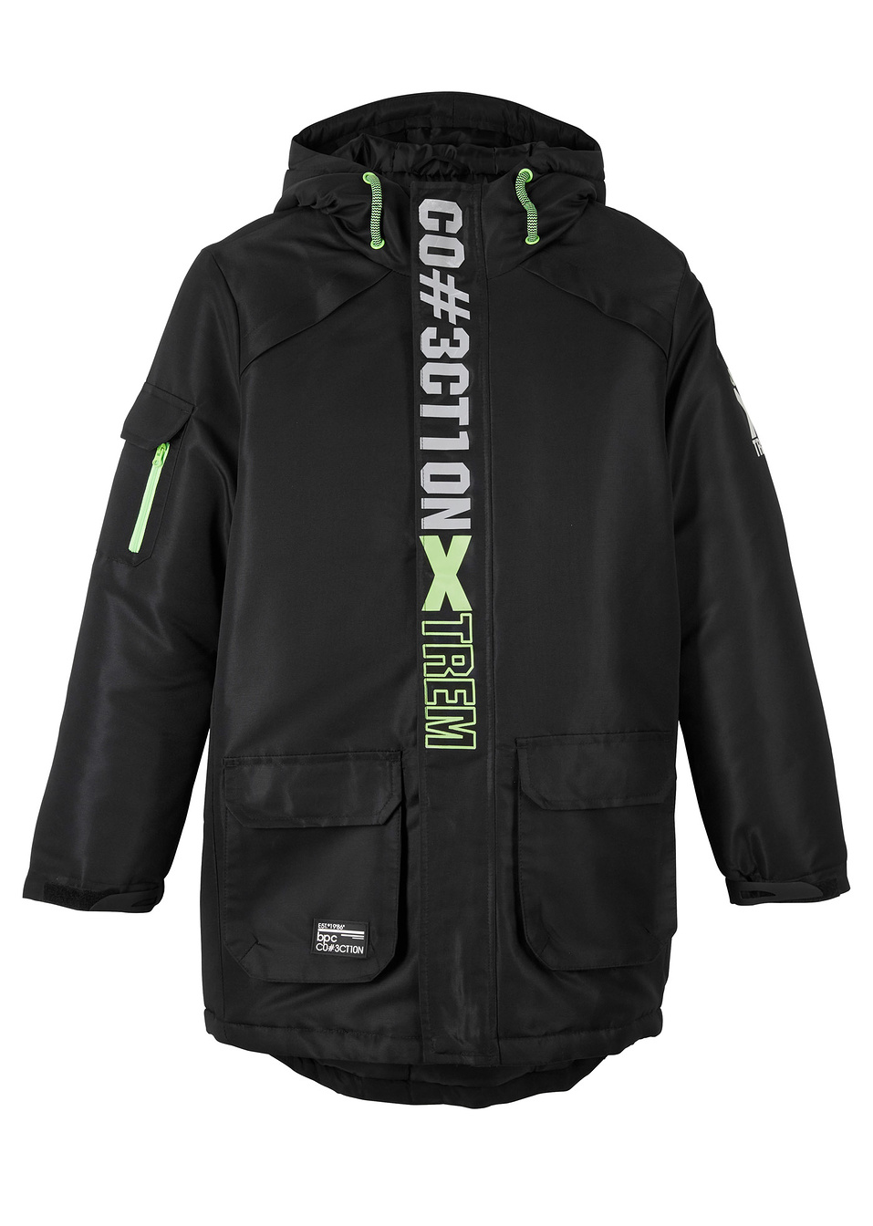 Зимно яке с качулка-Черно-bpc bonprix collection