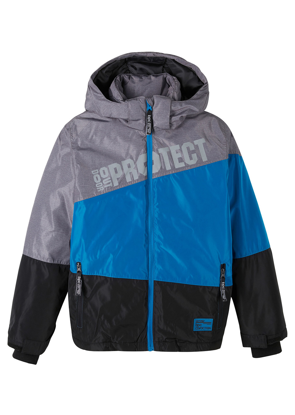 Зимно яке от непромокаема и дишаща материя-Черно/Синьо/Сиво меланж-bpc bonprix collection