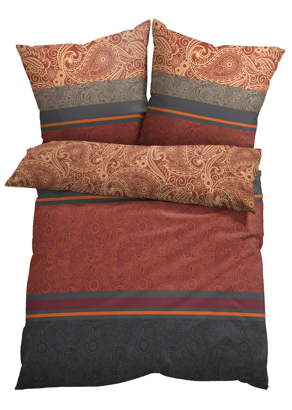 Παπλωματοθήκη με αραβουργήματα-Κόκκινο-