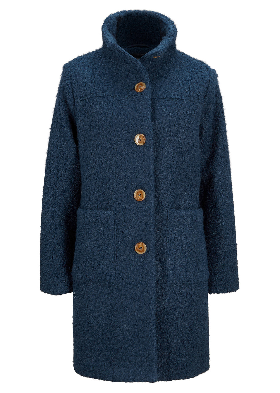 Μπουκλέ παλτό με τσέπες-Μπλε σκούρο-bpc bonprix collection