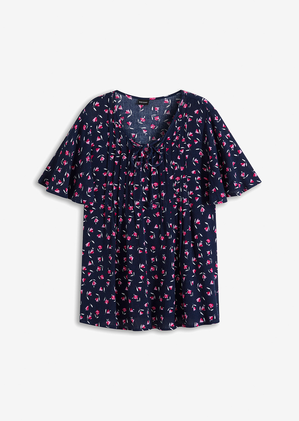 Τουνίκ με κορδόνια-Μπλε σκούρο φλοράλ-BODYFLIRT