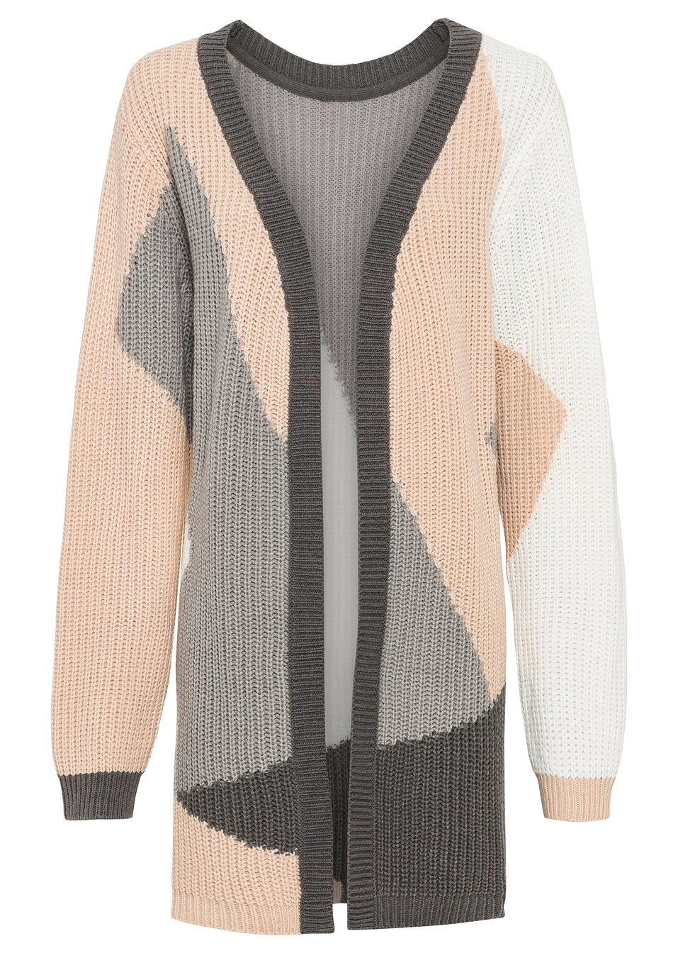 Ζακέτα oversized-Nude/Λευκό κρεμ/Ανθρακί-BODYFLIRT