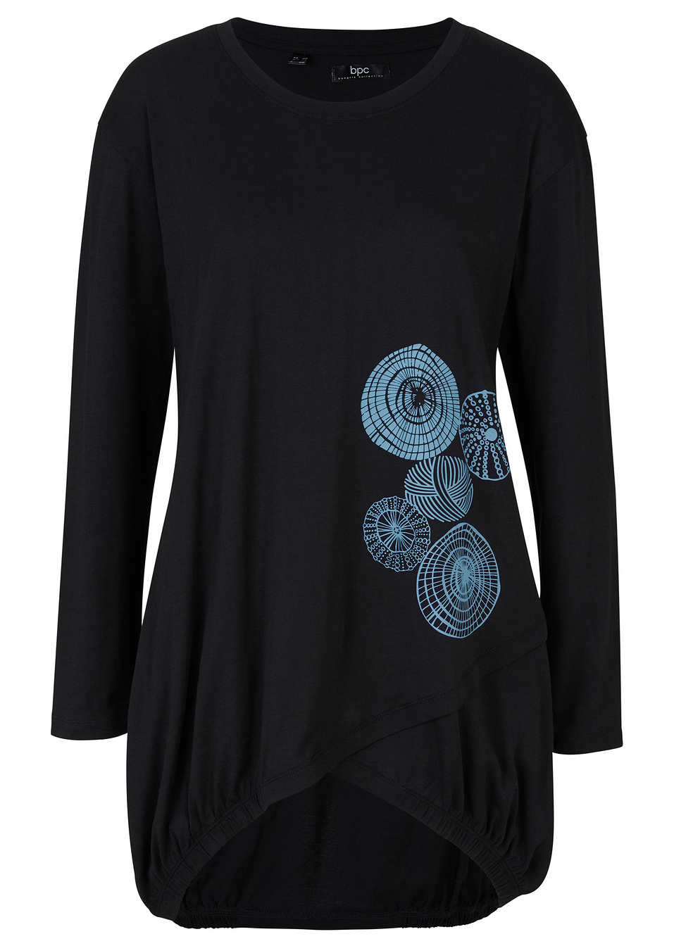 Μακριά εβαζέ μπλούζα με στάμπα-Μαύρο/Μπλε μουντό με στάμπα-bpc bonprix collection
