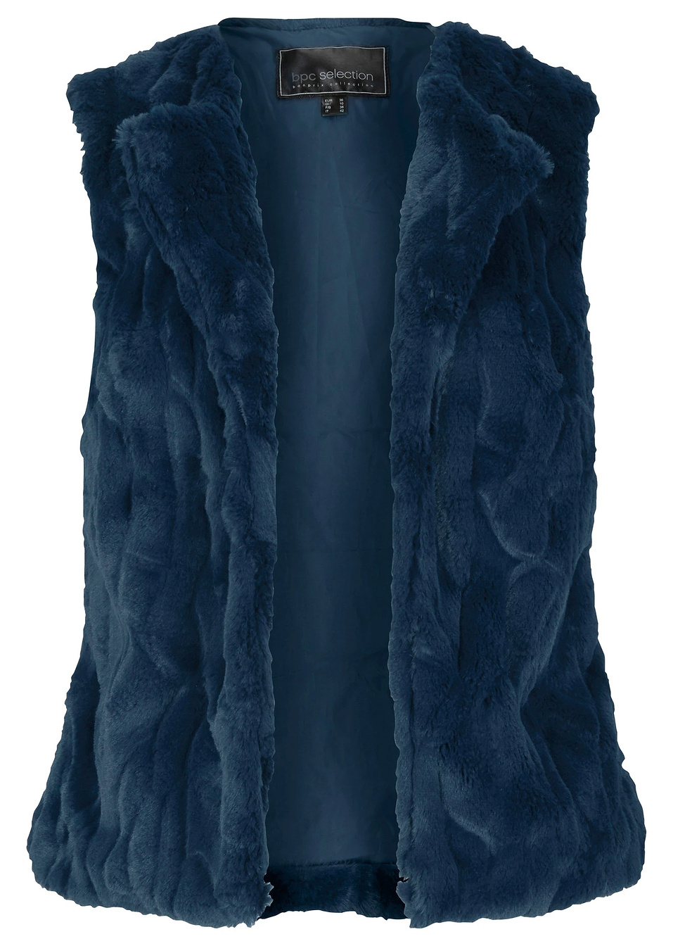 Елек от еко кожа с косъм-Тъмно синьо-bpc selection bonprix collection