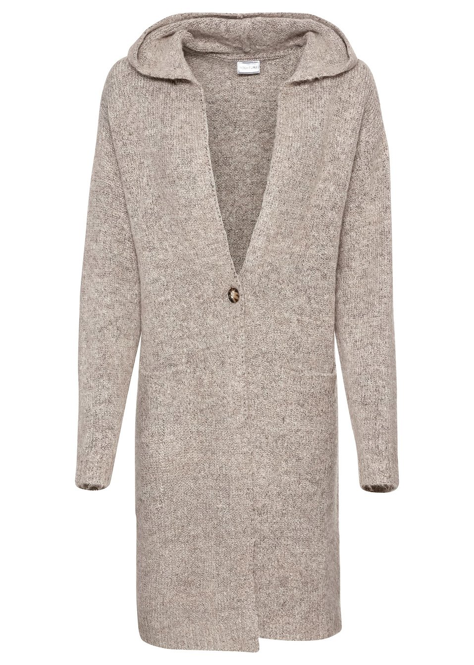 Μακριά ζακέτα-Μπεζ ανοιχτό μελανζέ-BODYFLIRT