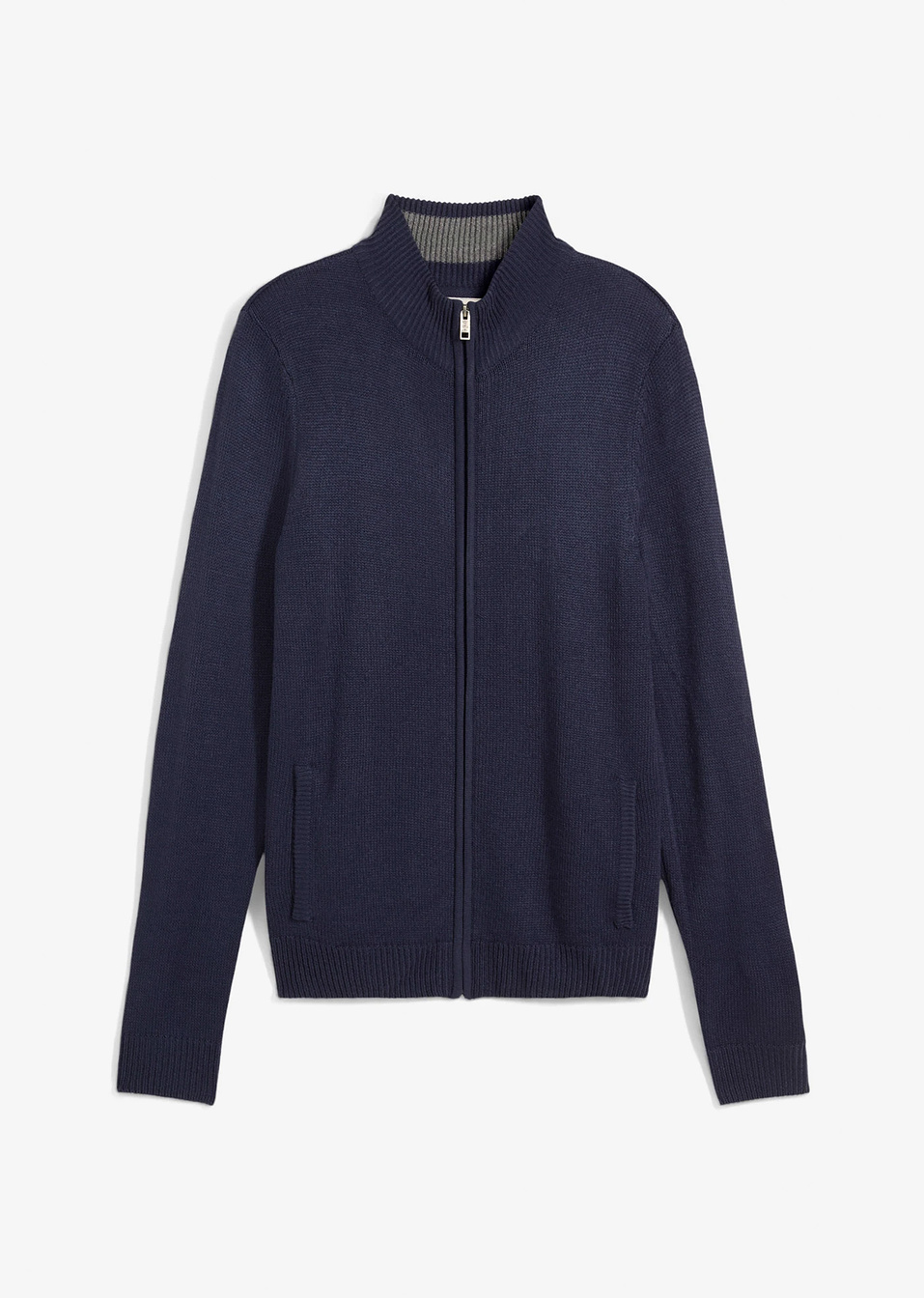 Ζακέτα με φερμουάρ-Μπλε σκούρο/Γκρι μελανζέ/Πράσινο του καλαμιού-bpc bonprix collection