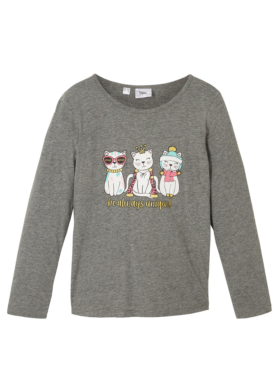 Μακρυμάνικη μπλούζα από βιολογικό βαμβάκι-Γκρι μελανζέ-bpc bonprix collection