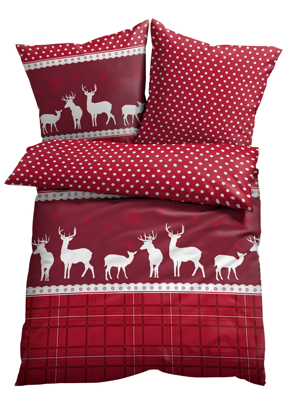 Παπλωματοθήκη με τάρανδους-Κόκκινο-