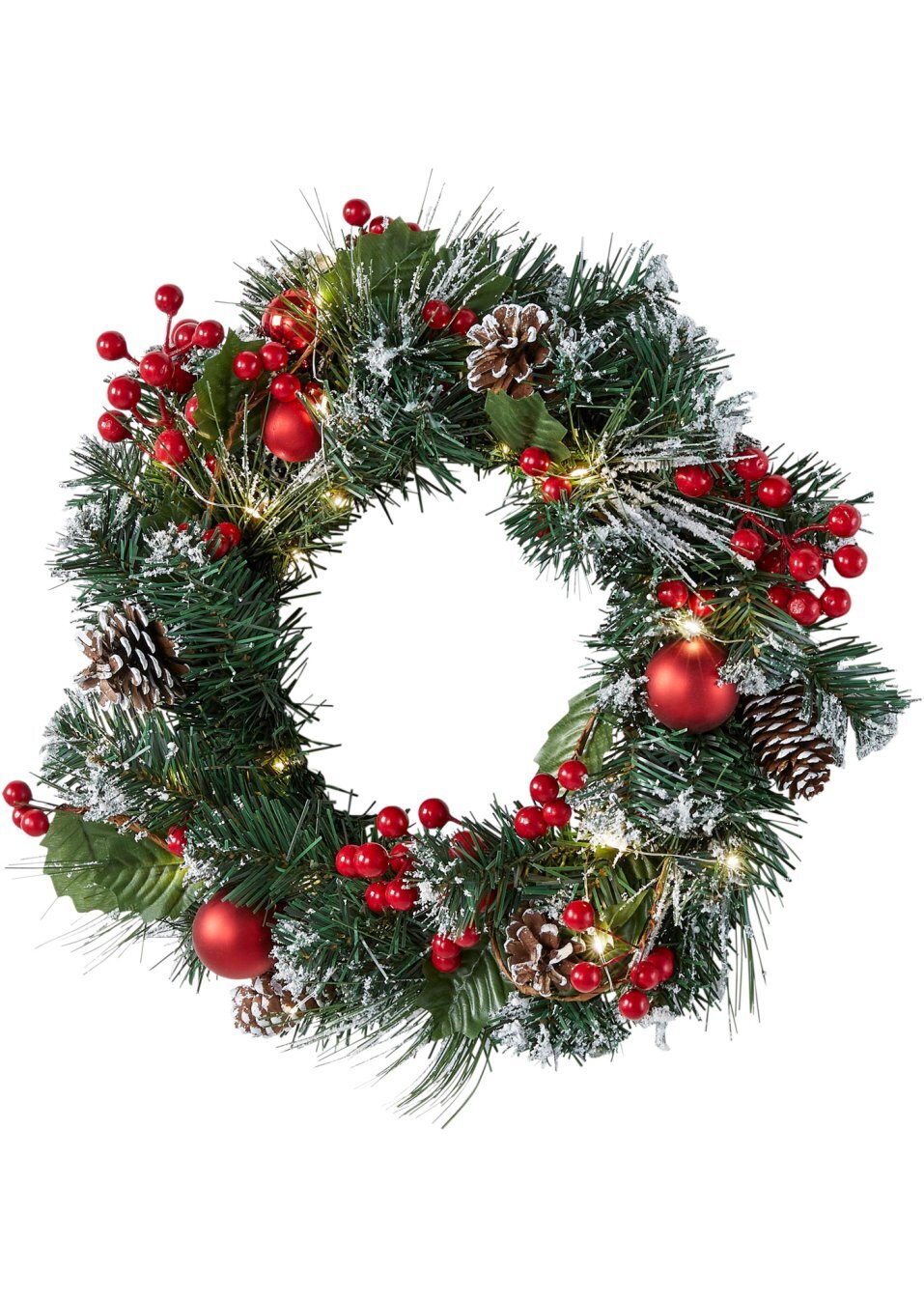 Венец за врата с LED и декорации-Зелено-