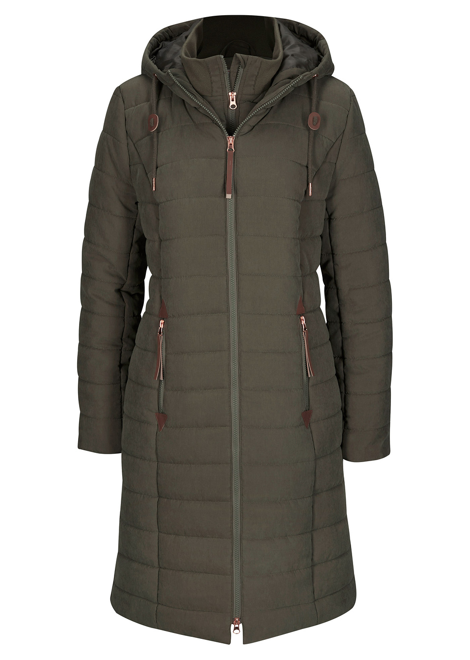 Μακρύ καπιτονέ μπουφάν-Πράσινο λαδί σκούρο-John Baner JEANSWEAR