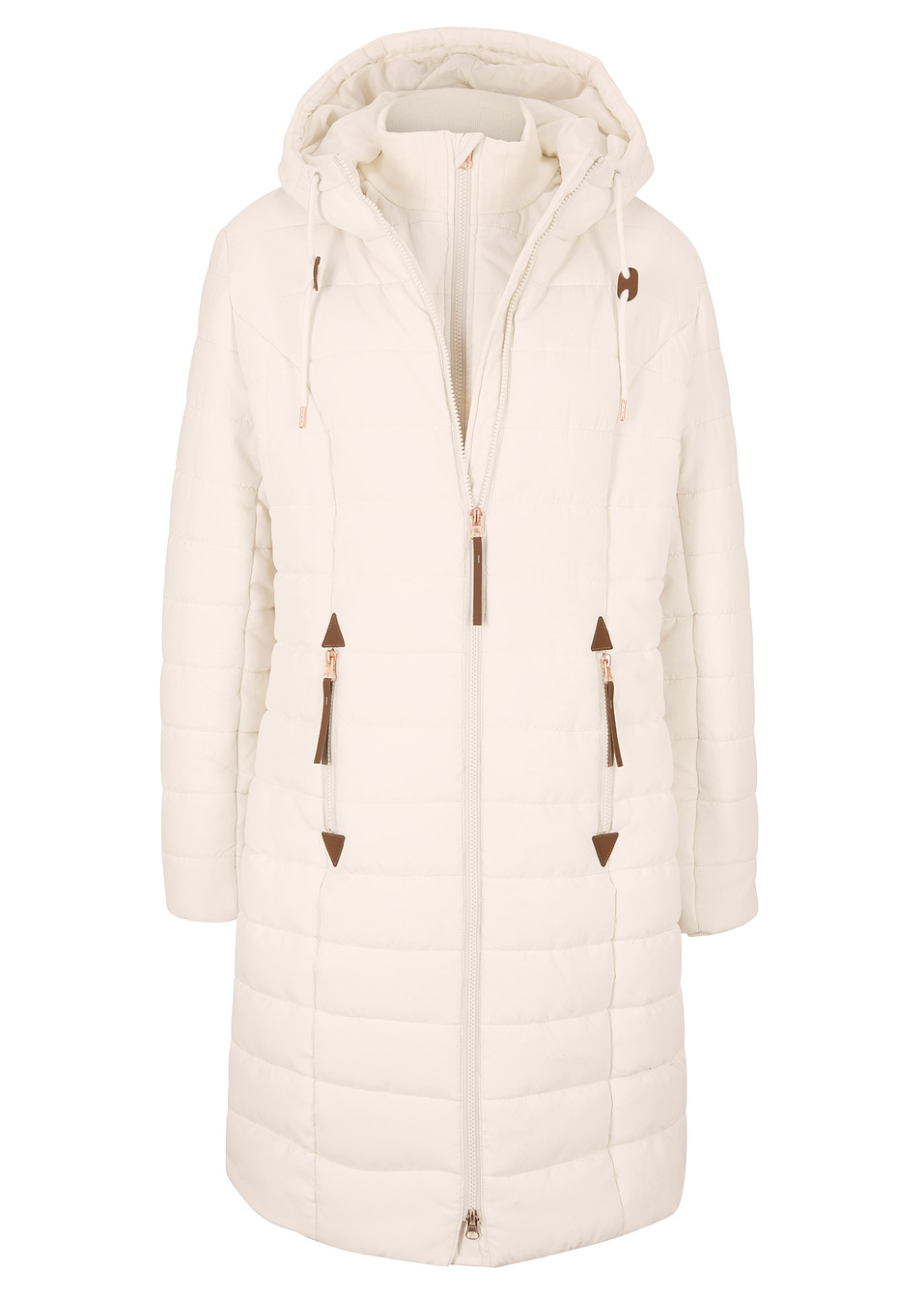 Μακρύ καπιτονέ μπουφάν-Εκρού-John Baner JEANSWEAR