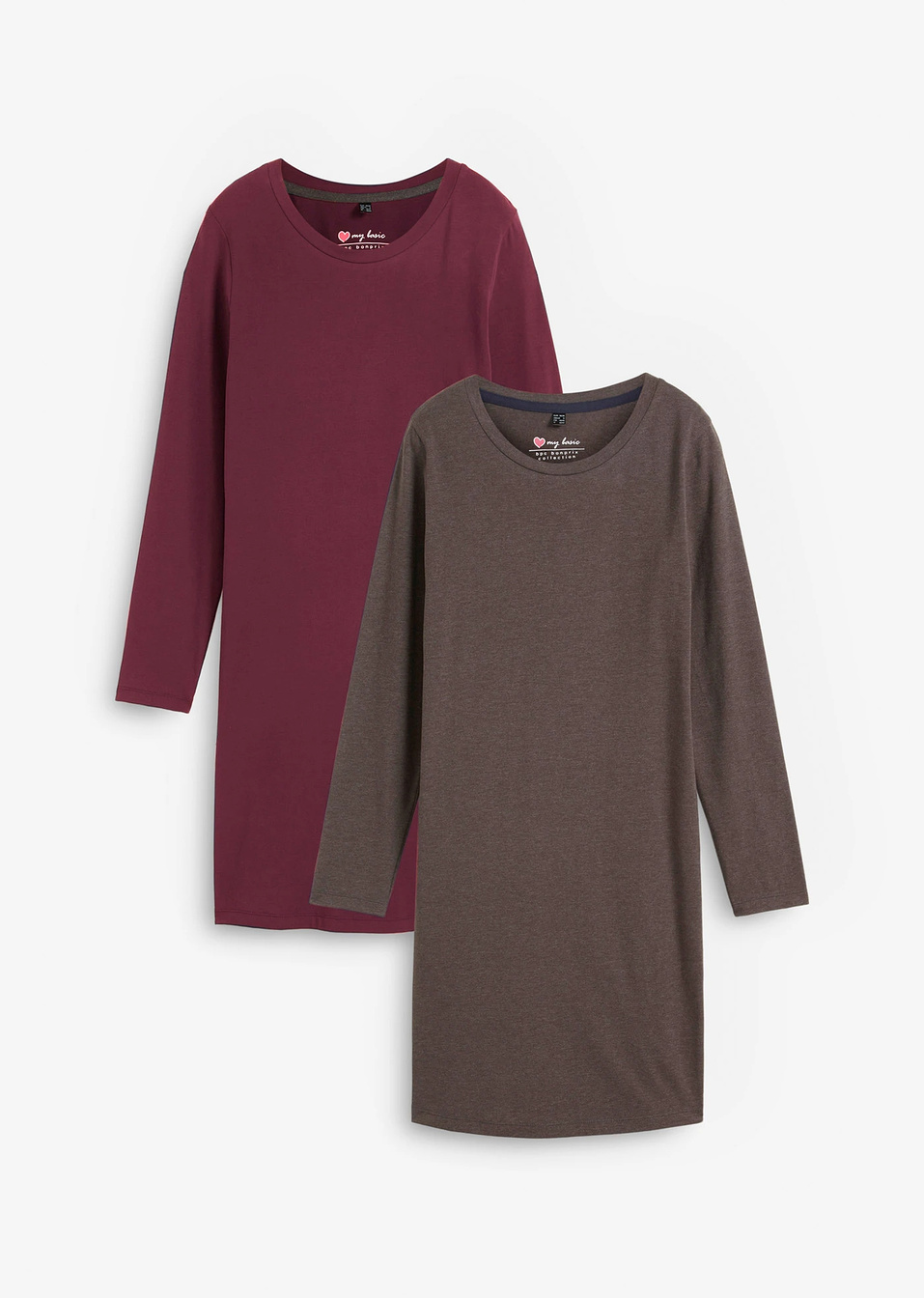 Φόρεμα ζέρσεϊ (συσκευασία των 2)-Ανθρακί μελανζέ + Κόκκινο ρουμπινί-bpc bonprix collection