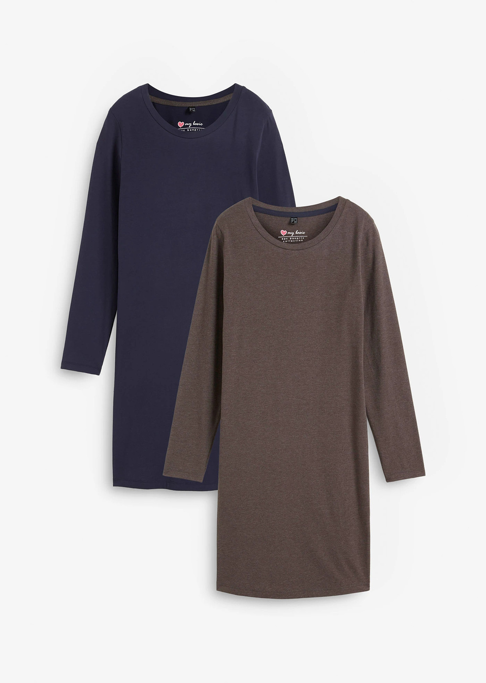 Φόρεμα ζέρσεϊ (συσκευασία των 2)-Μπλε σκούρο + Ανθρακί μελανζέ-bpc bonprix collection