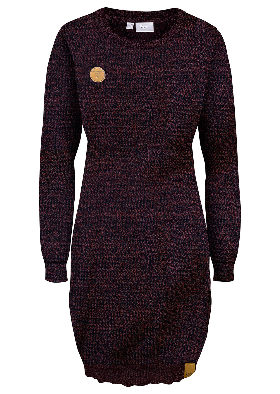 Πλεκτό φόρεμα-Καφέ κοκκινωπό μελανζέ-bpc bonprix collection