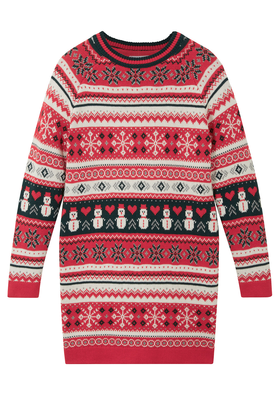 Πλεκτό φόρεμα με χειμωνιάτικο μοτίβο-Κόκκινο-bpc bonprix collection