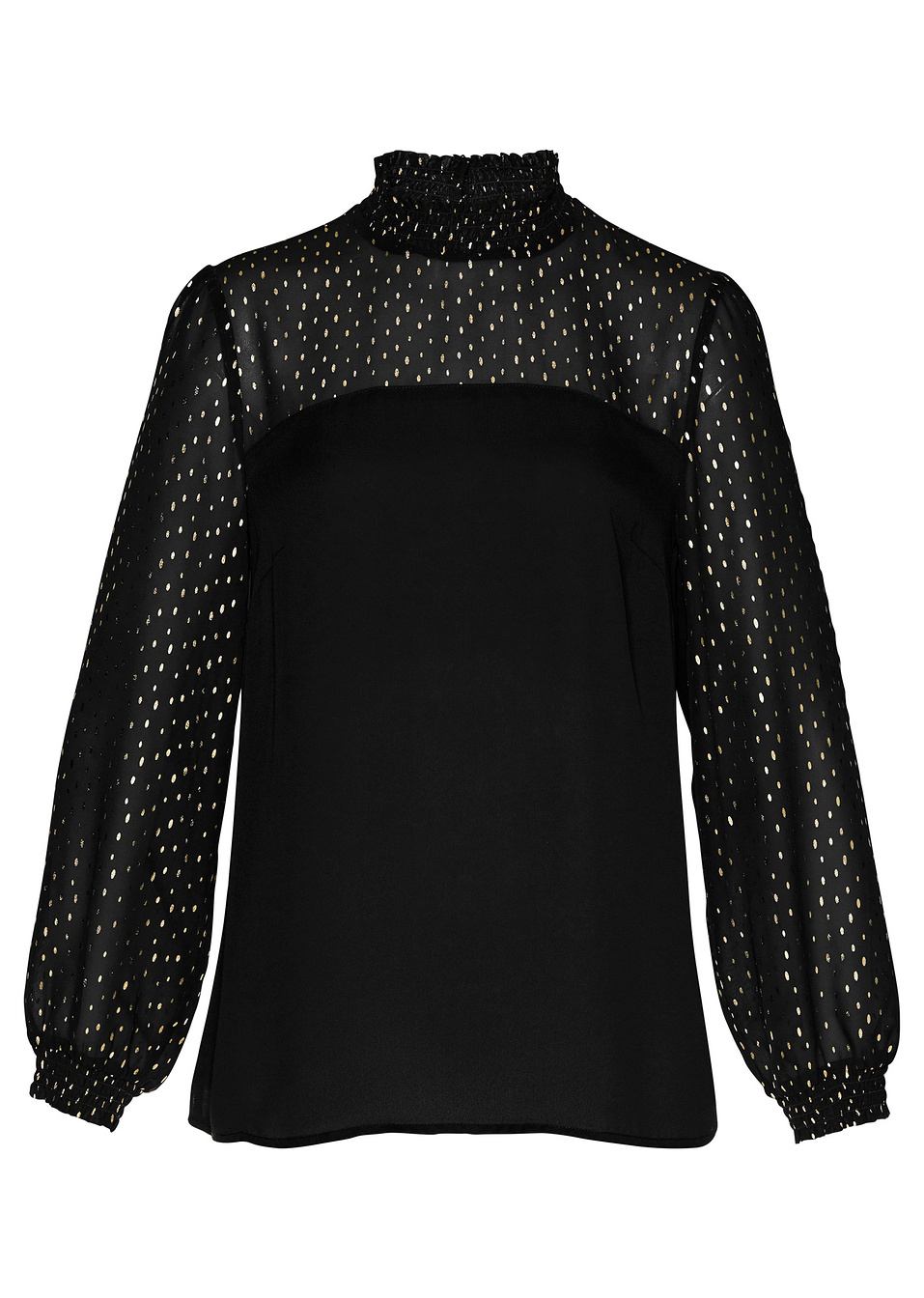 Τουνίκ από μουσελίνα-Μαύρο/Χρυσαφί εμπριμέ-bpc selection bonprix collection