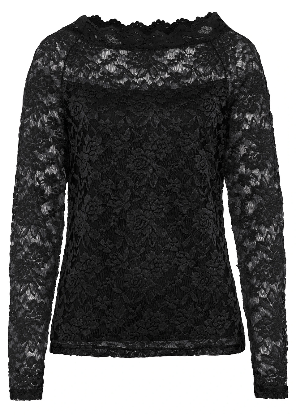 Δαντελένια μπλούζα-Μαύρο-BODYFLIRT