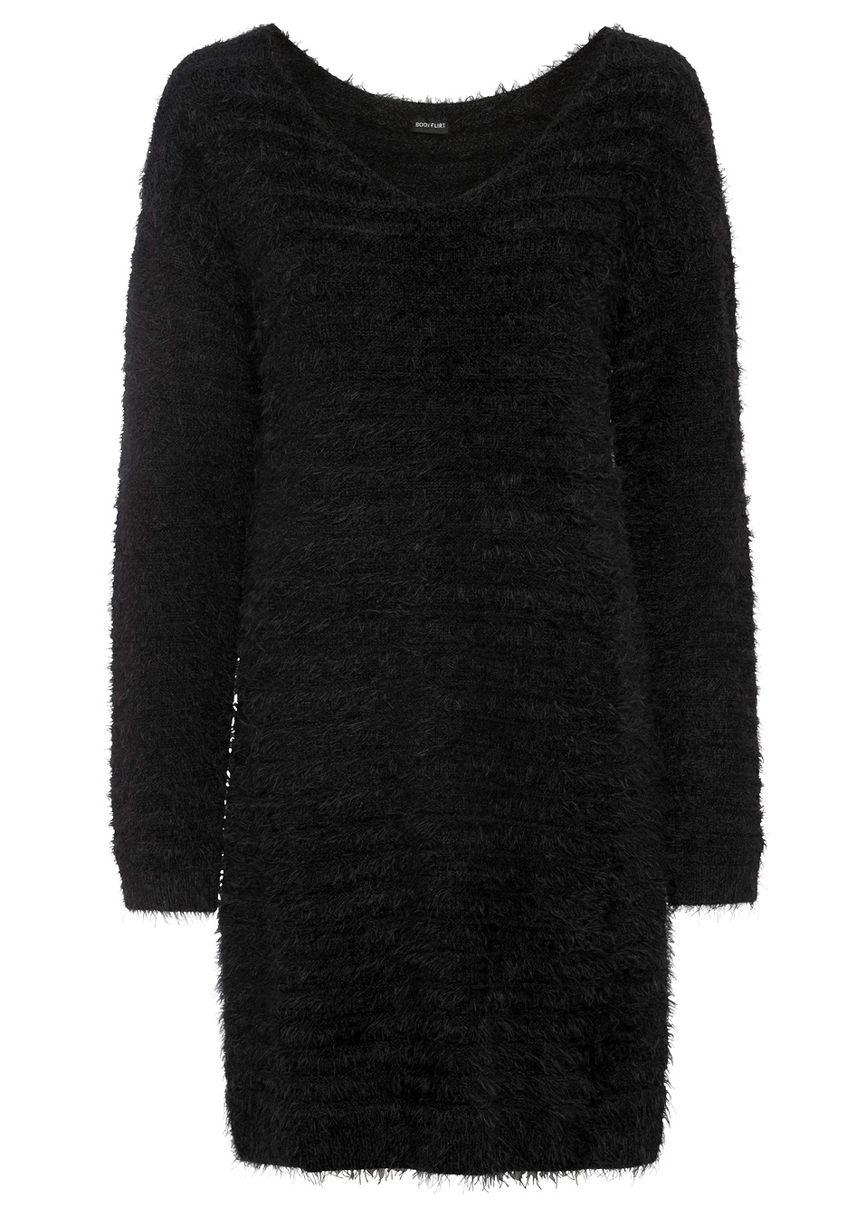 Μακρύ μαλακό πουλόβερ-Μαύρο-BODYFLIRT