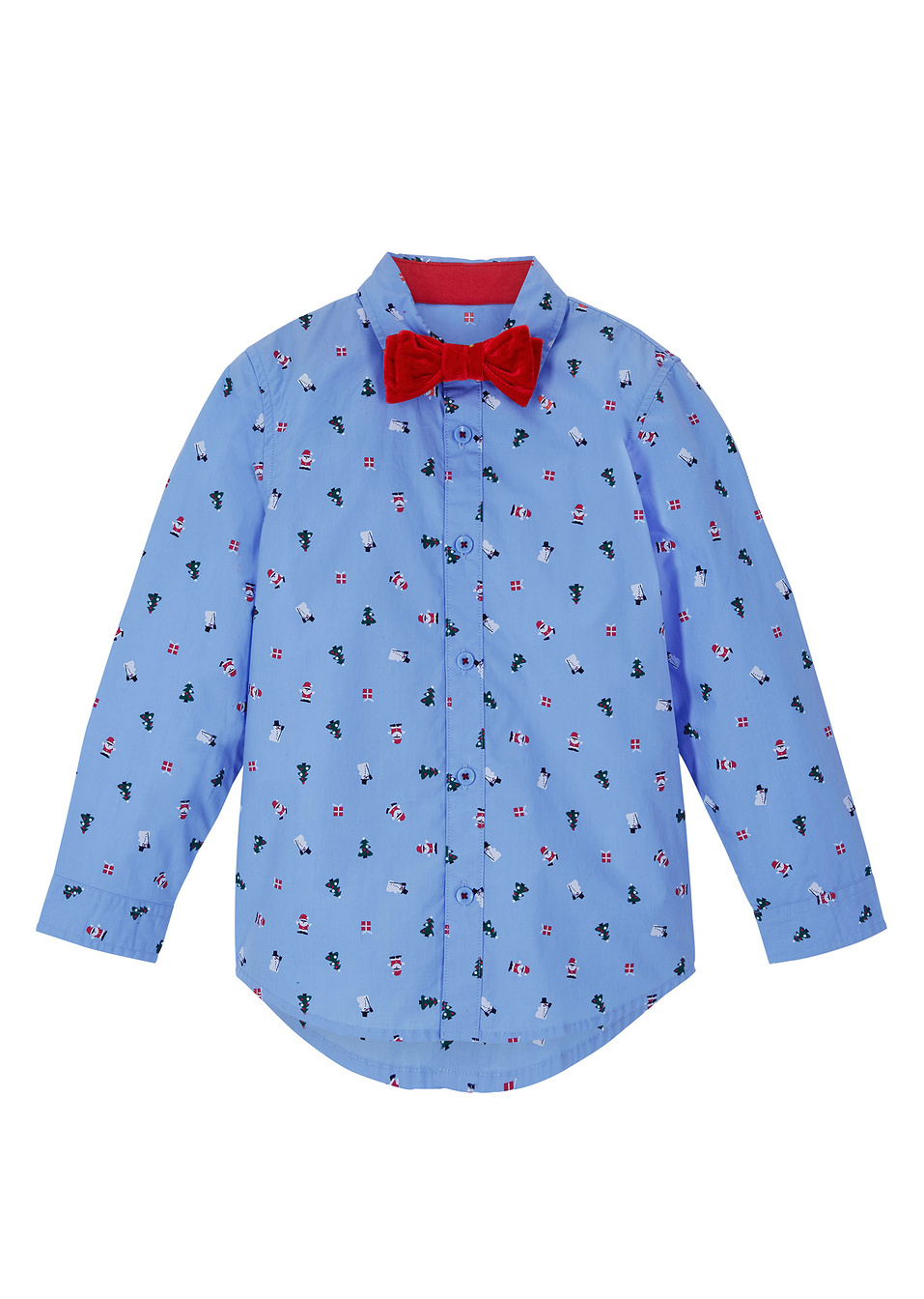 Риза с дълъг ръкав и папийонка (комплект от 2 части)-Светло синьо-bpc bonprix collection