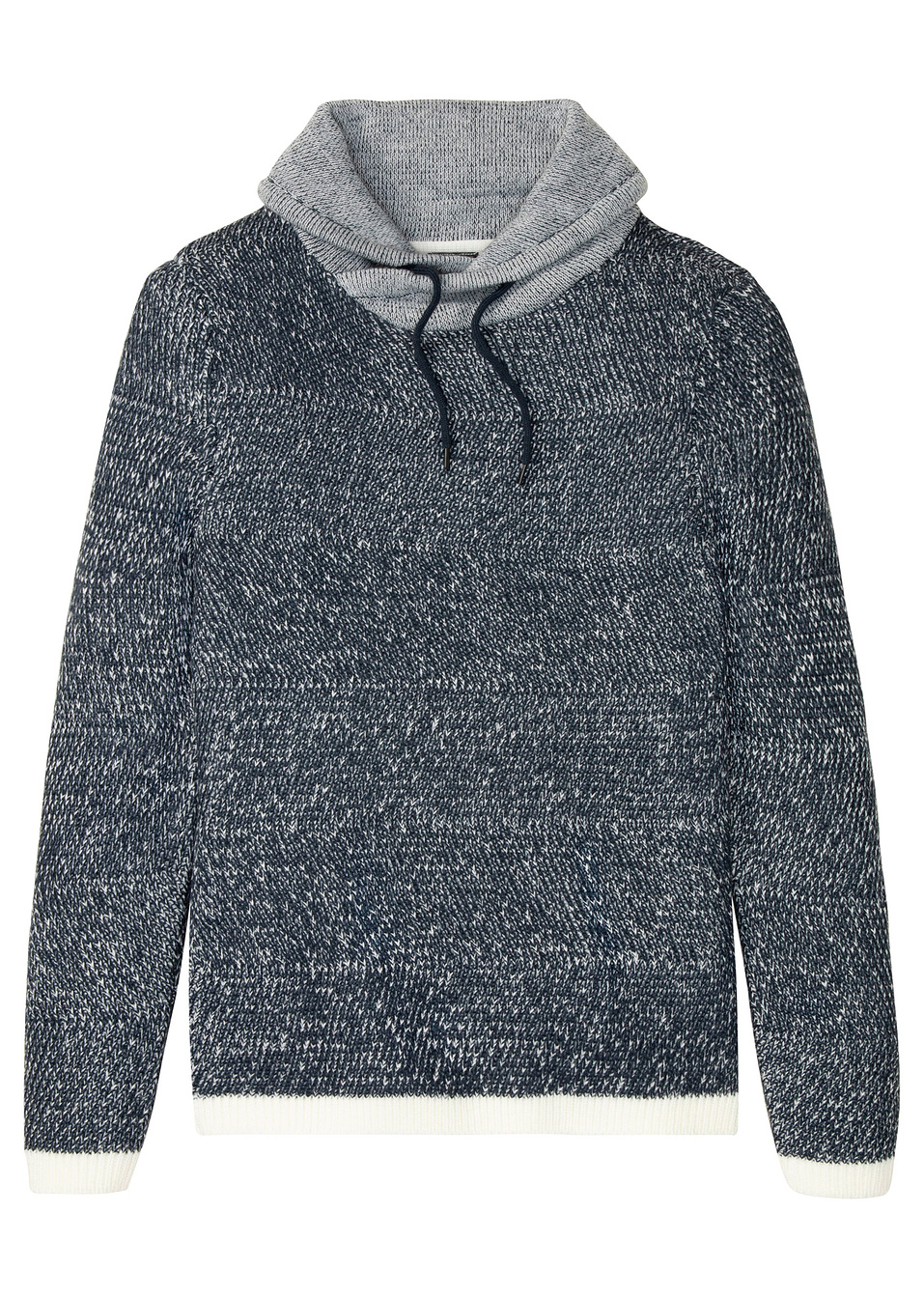 Πουλόβερ με γιακά τύπου κασκόλ-Μπλε σκούρο μελανζέ-RAINBOW