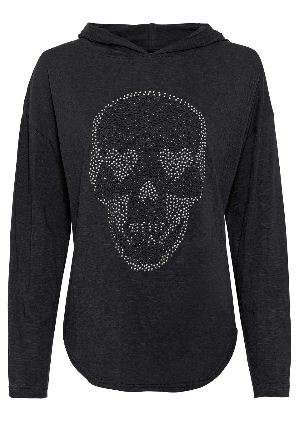 Maxi μπλούζα με κουκούλα-Μαύρο-RAINBOW