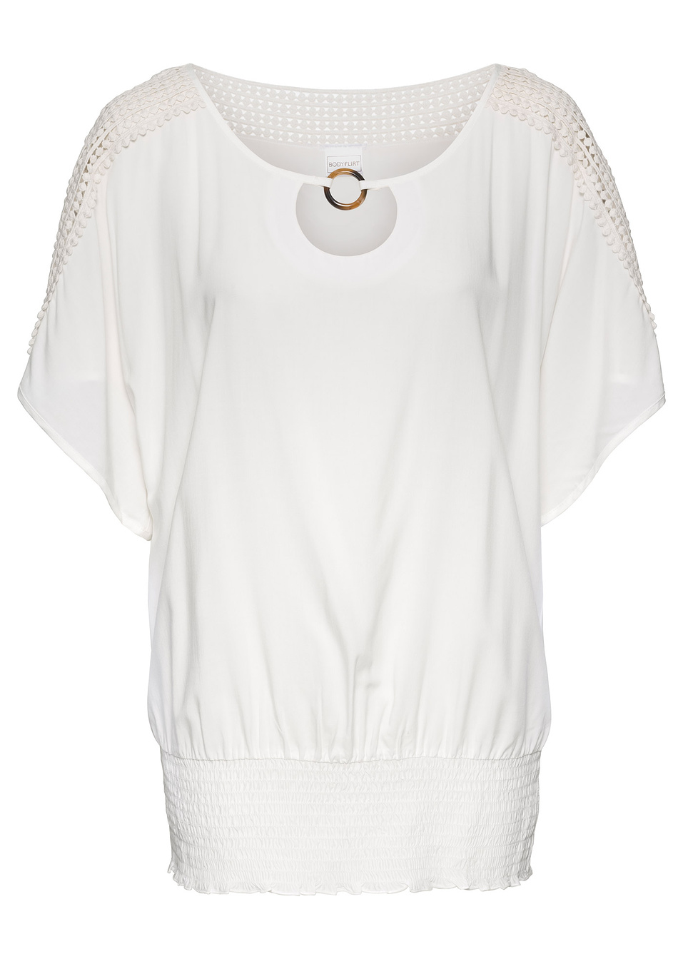 Μπλούζα με δαντέλα-Λευκό κρεμ-
