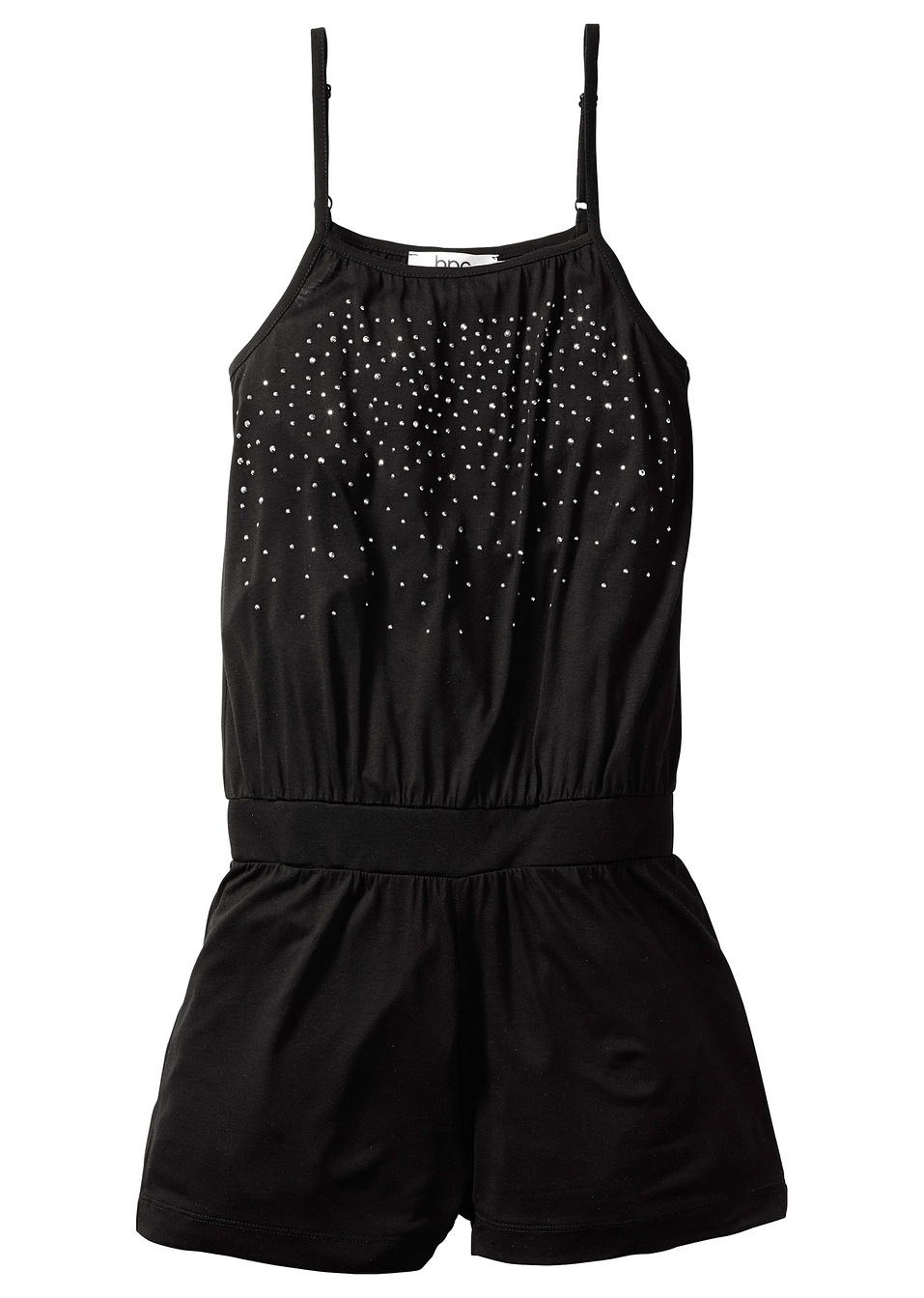 Къс гащеризон с камъчета-Черно-