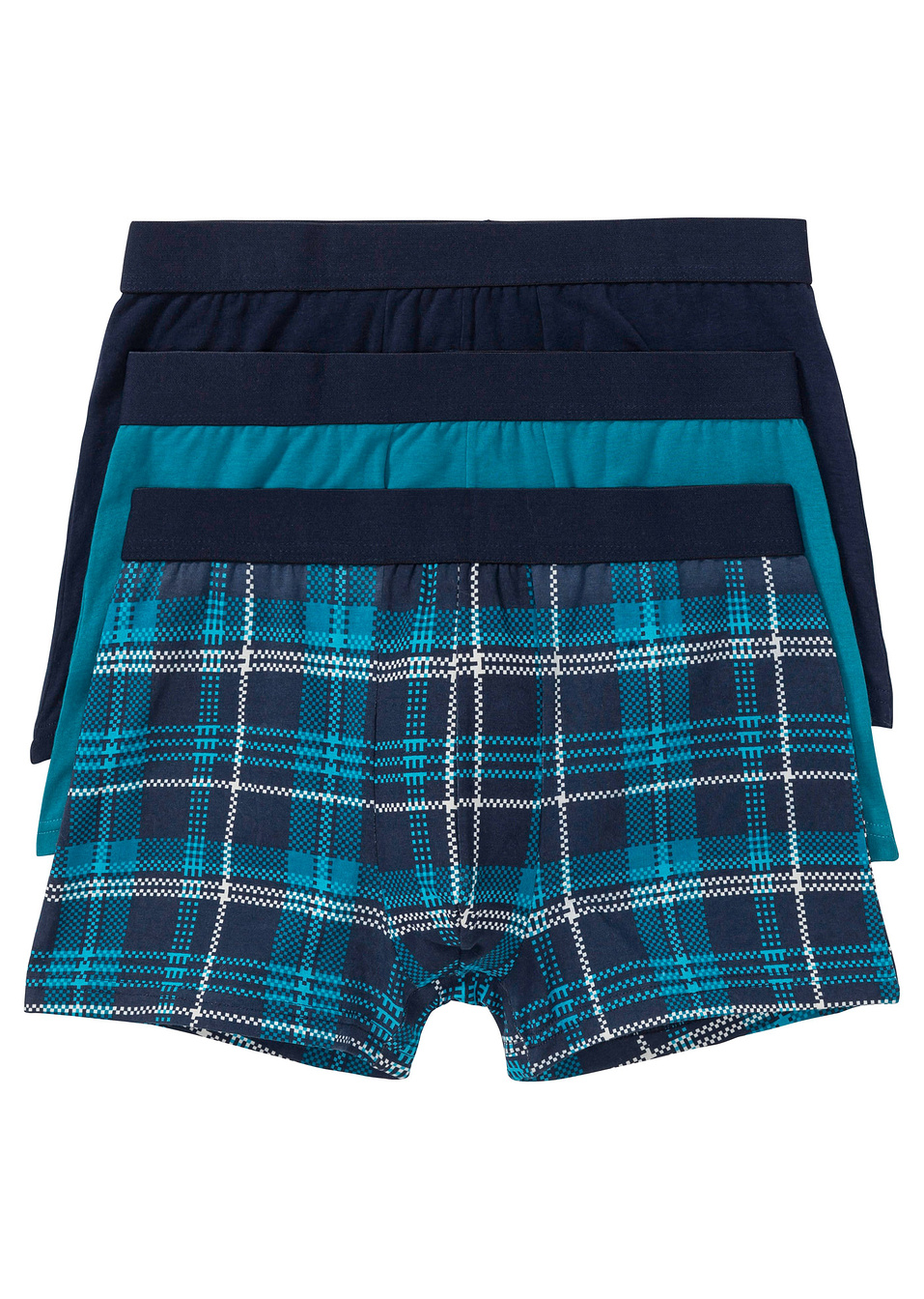 Μποξεράκι (συσκευασία των 3)-Μπλε καρό/Τιρκουάζ-bpc bonprix collection