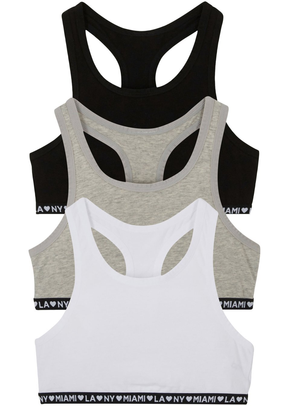 Σουτιέν μπουστάκι (συσκευασία των 3)-Μαύρο/Λευκό/Γκρι ανοιχτό μελανζέ-bpc bonprix collection