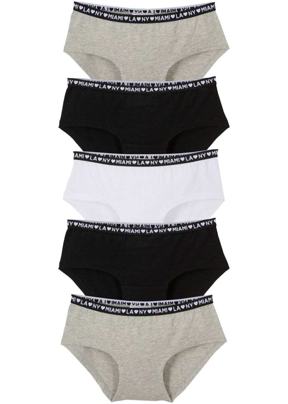 Φαρδύ σλιπ (συσκευασία των 5)-Μαύρο/Λευκό/Γκρι ανοιχτό μελανζέ-bpc bonprix collection