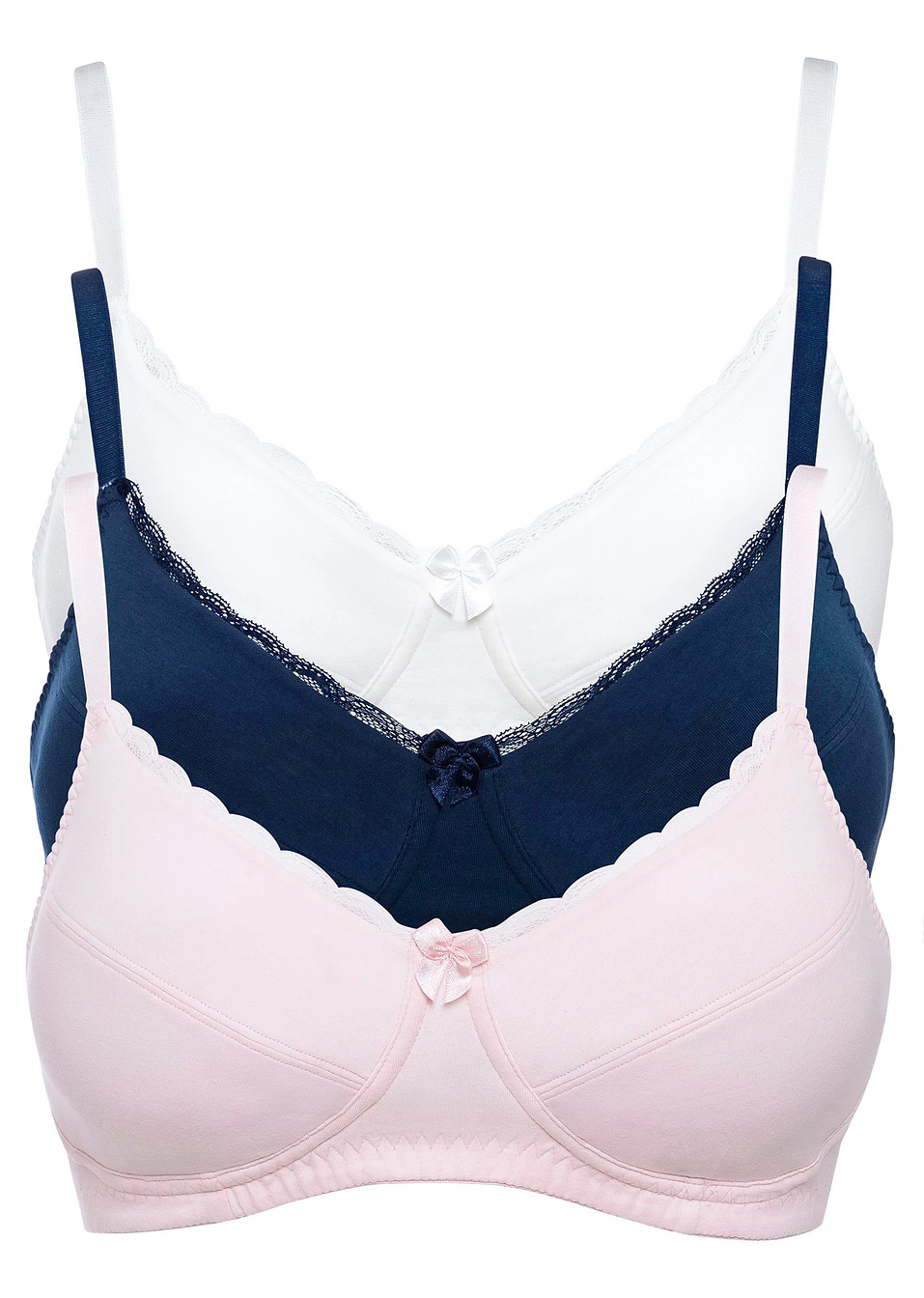 Σουτιέν χωρίς μπανέλα (συσκευασία των 3) από βιολογικό βαμβάκι-Ροζ ανοιχτό + Μπλε σκούρο + Εκρού-bpc bonprix collection
