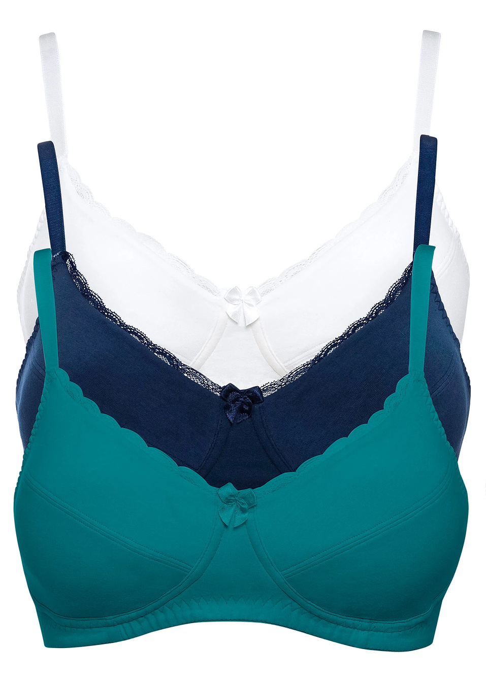 Σουτιέν χωρίς μπανέλα (συσκευασία των 3) από βιολογικό βαμβάκι-Μαύρο + Μπορντό + Τιρκουάζ-bpc bonprix collection