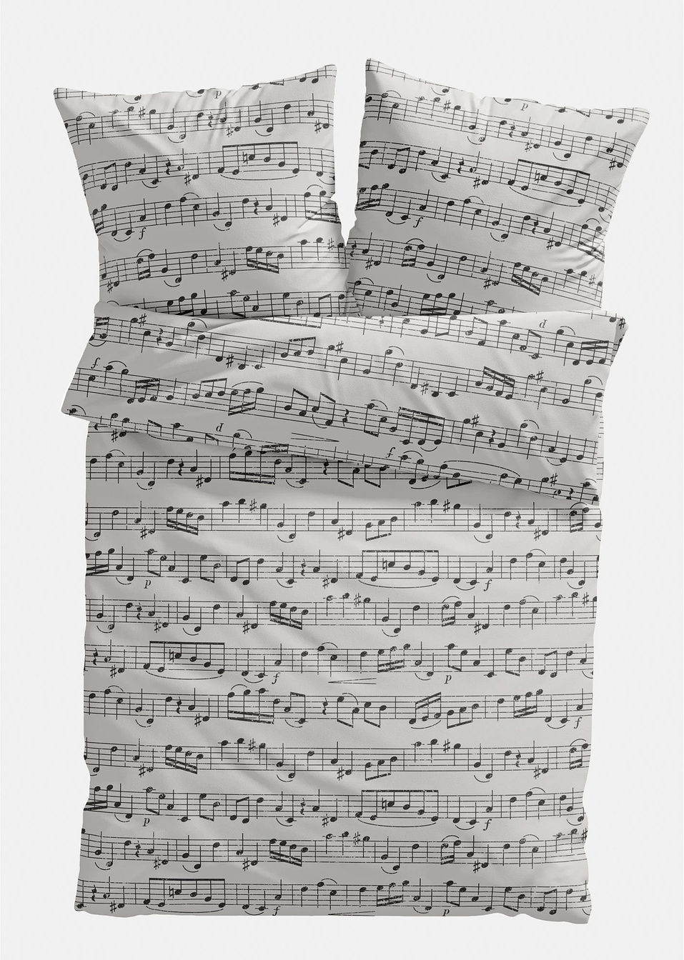 Παπλωματοθήκη με μουσικές νότες-Μπεζ-