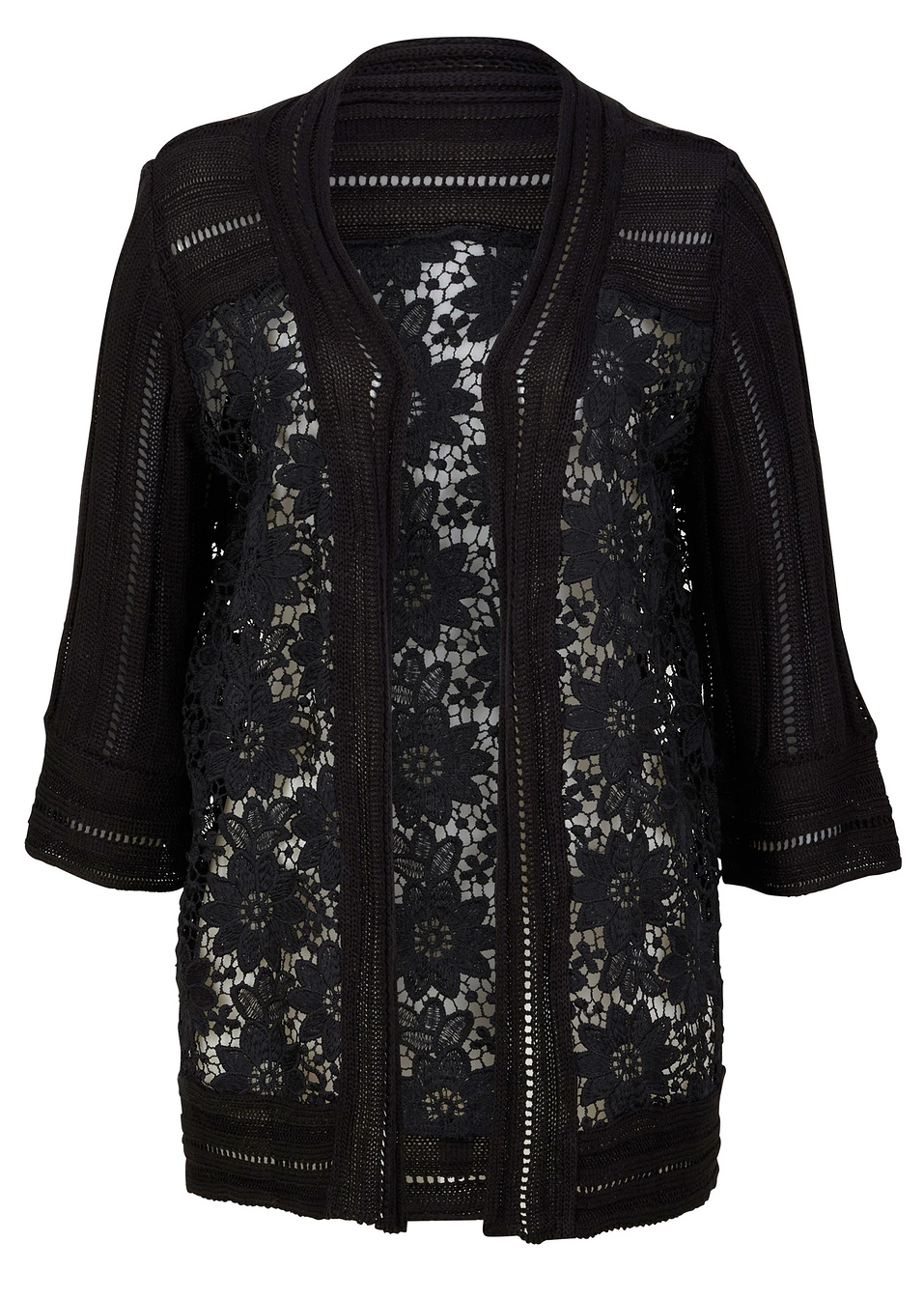 Ζακέτα με δαντέλα-Μαύρο-bpc selection bonprix collection