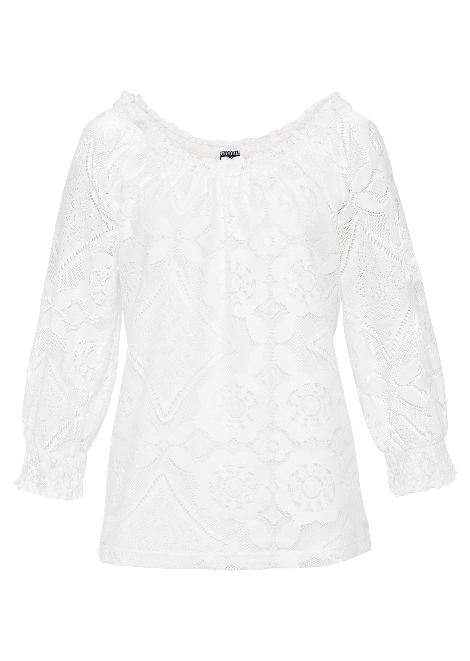 Μπλούζα με δαντέλα-Λευκό κρεμ-BODYFLIRT