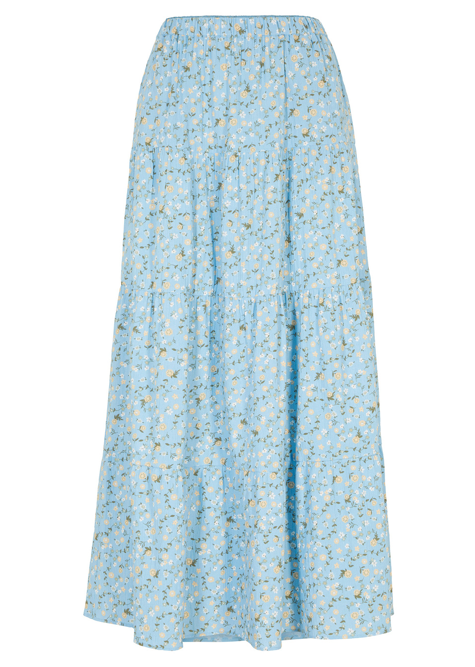 Μακριά φούστα με βολάν-Γαλάζιο φλοράλ-bpc bonprix collection