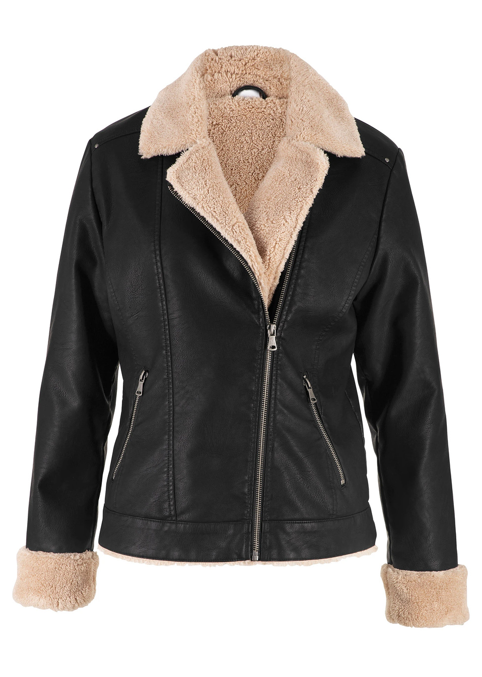 Τζάκετ από δερματίνη με φόδρα-Μαύρο-John Baner JEANSWEAR