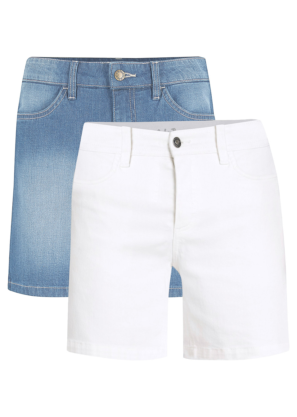 Ελαστικό τζιν σορτς (συσκευασία των 2)-Του πάγου denim + Λευκό twill-John Baner JEANSWEAR
