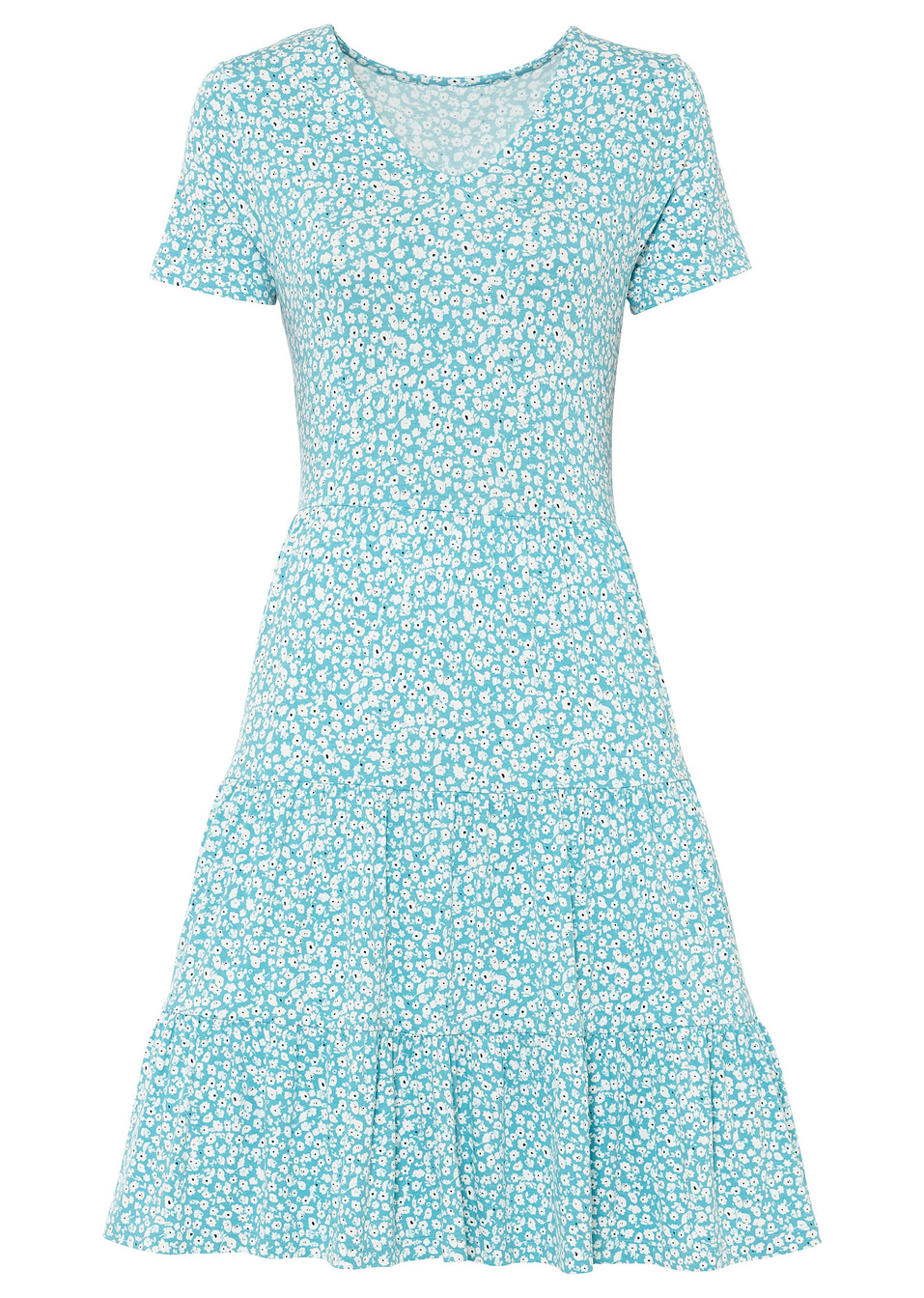Φόρεμα με βιώσιμη βισκόζη-Τιρκουάζ φλοράλ-BODYFLIRT