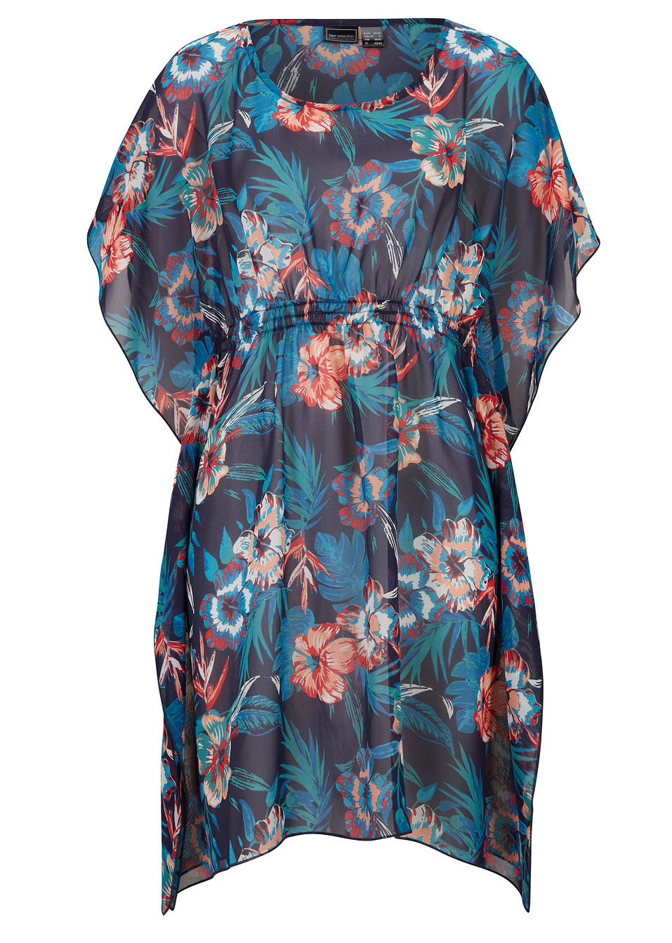 Μακριά τουνίκ για την παραλία-Μπλε σκούρο/Τιρκουάζ φλοράλ-bpc selection bonprix collection