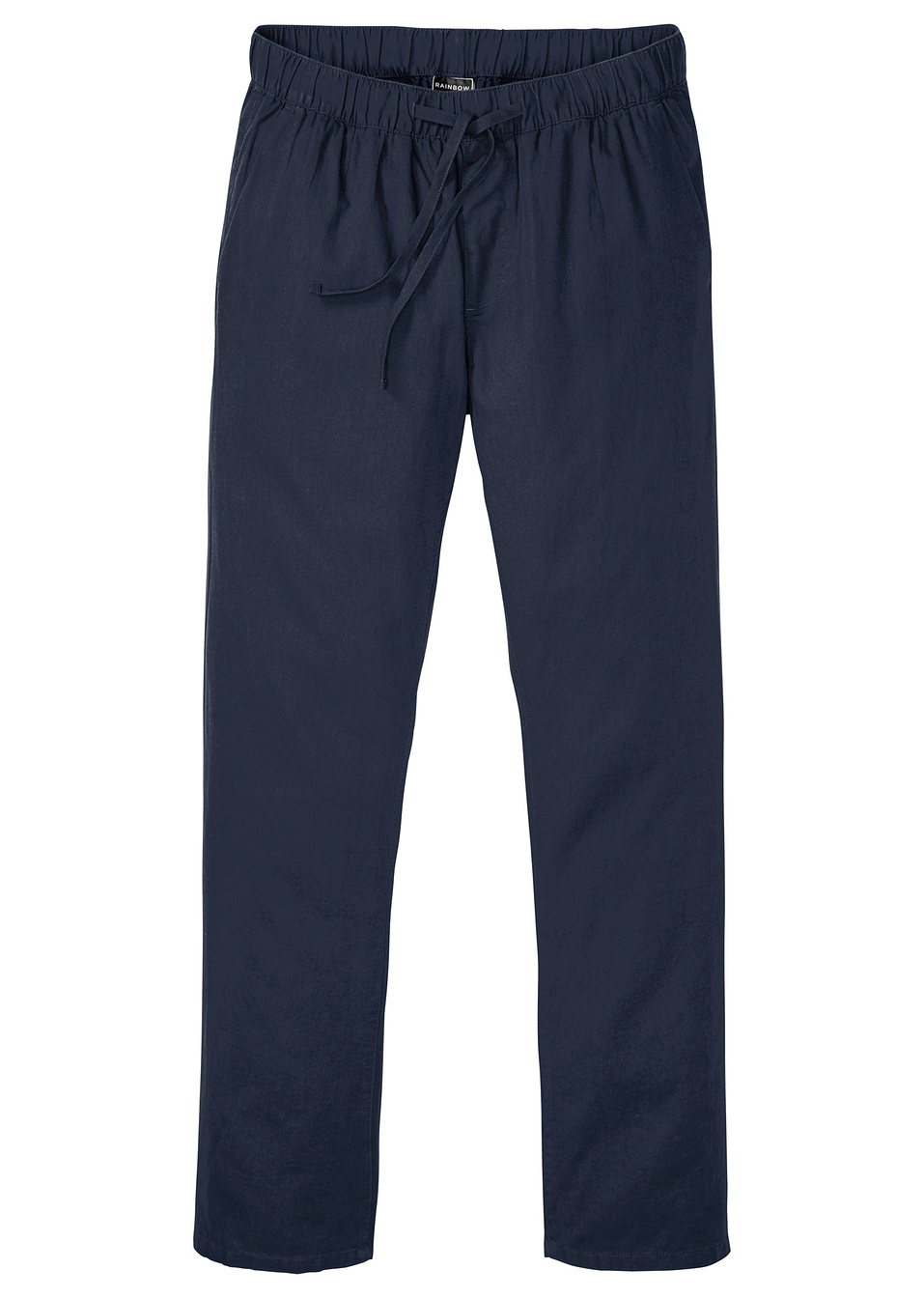 Панталон от смесен лен с ластик на талията slim-Тъмно синьо-RAINBOW