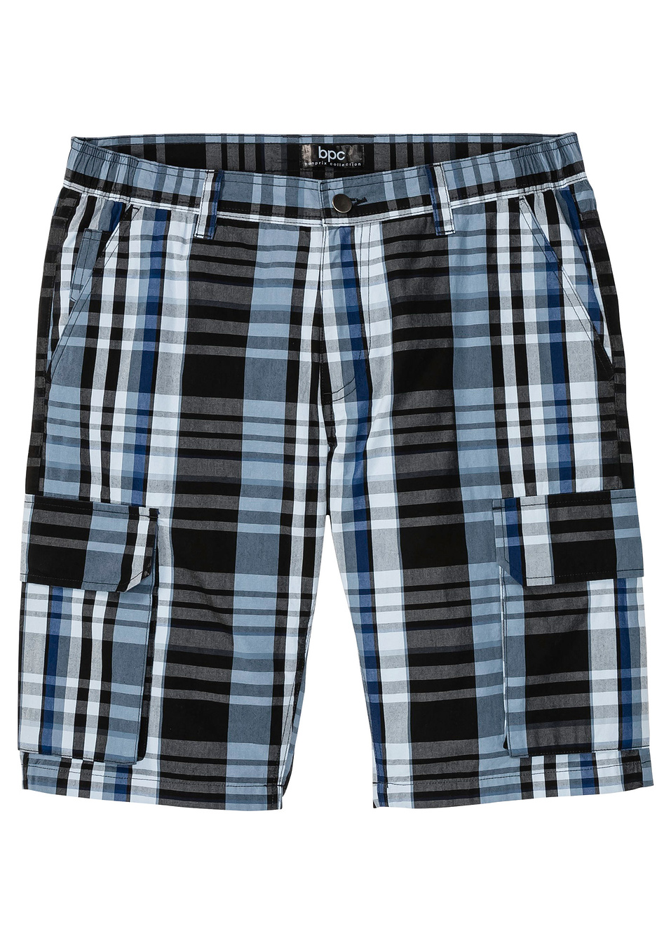 Βερμούδα cargo σε γραμμή comfort regular fit-Μπλε καρό-bpc bonprix collection