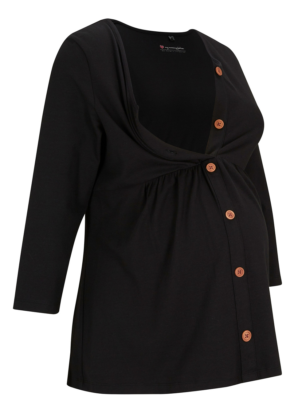 Μπλούζα εγκυμοσύνης και θηλασμού από βιολογικό βαμβάκι-Μαύρο-bpc bonprix collection