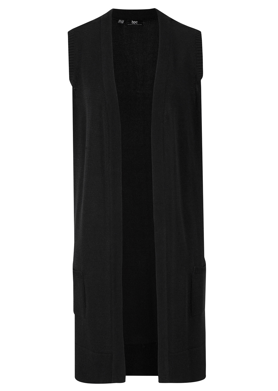 Дълъг плетен елек-Черно-bpc bonprix collection