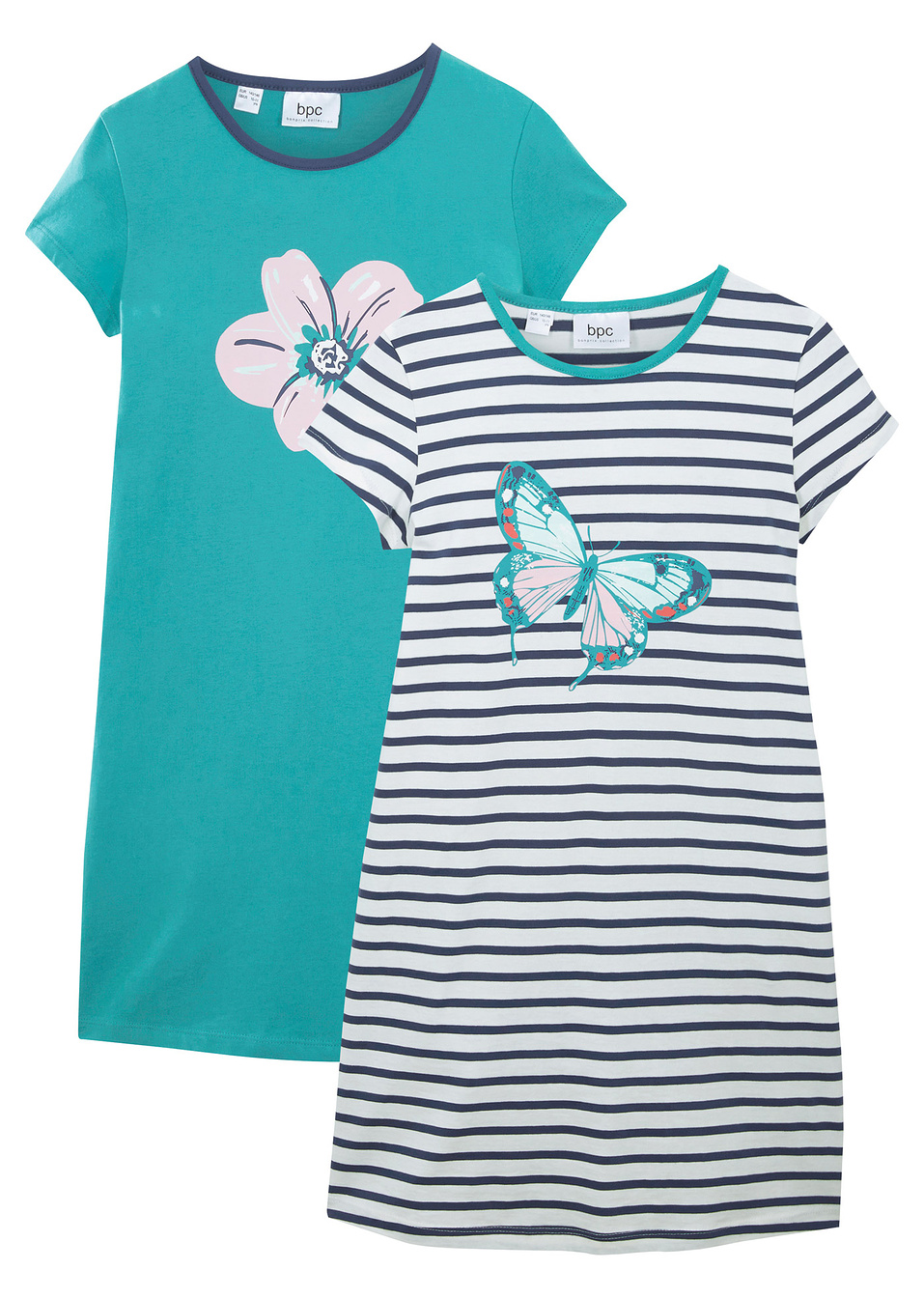 Νυχτικό (συσκευασία των 2)-Της μέντας/Μπλε/Λευκό ριγέ-bpc bonprix collection