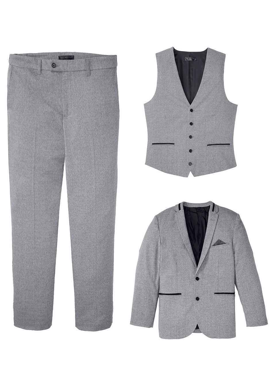 Κοστούμι (σετ 3 τεμ.)-Γκρι ανοιχτό μελανζέ-bpc selection bonprix collection