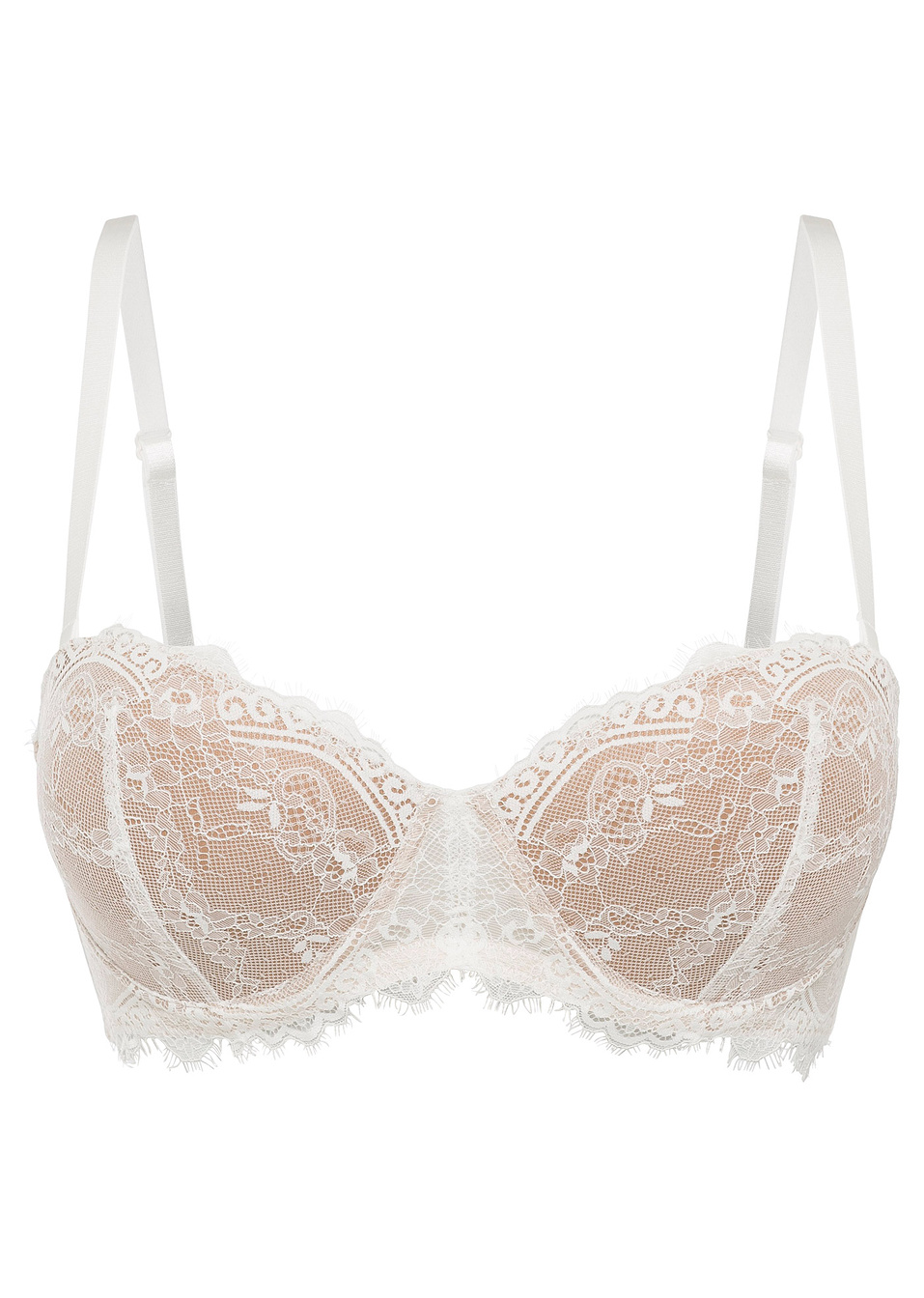 Σουτιέν στράπλες balconette με μπανέλα-Εκρού/Nude-BODYFLIRT